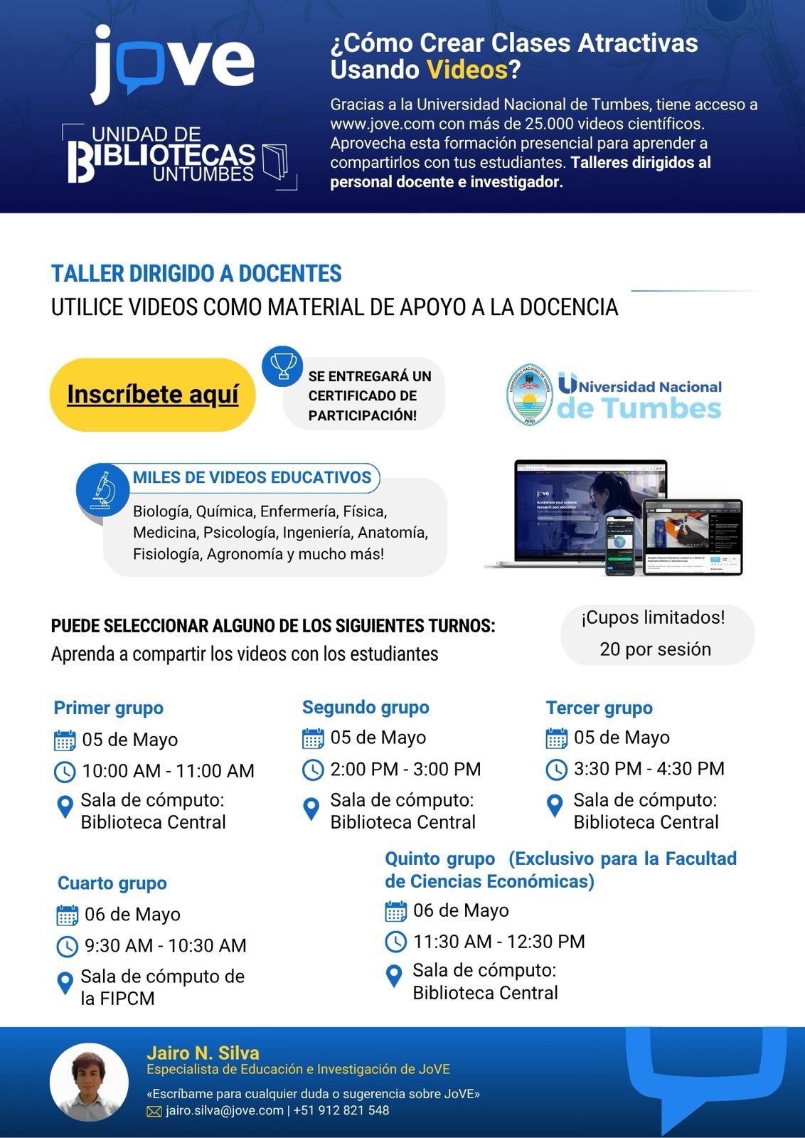 📚 Participa en nuestro taller: “Utilice videos como material de apoyo a la docencia”